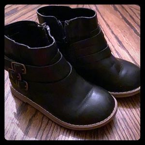 Toddler girl black strappy boots size 7